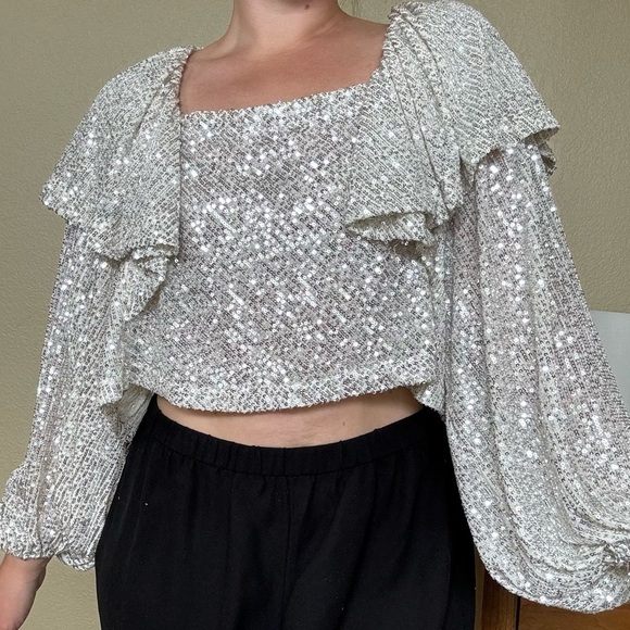 Free People Cropped Festival Sequin Top Size XS - Picture 7 of 7